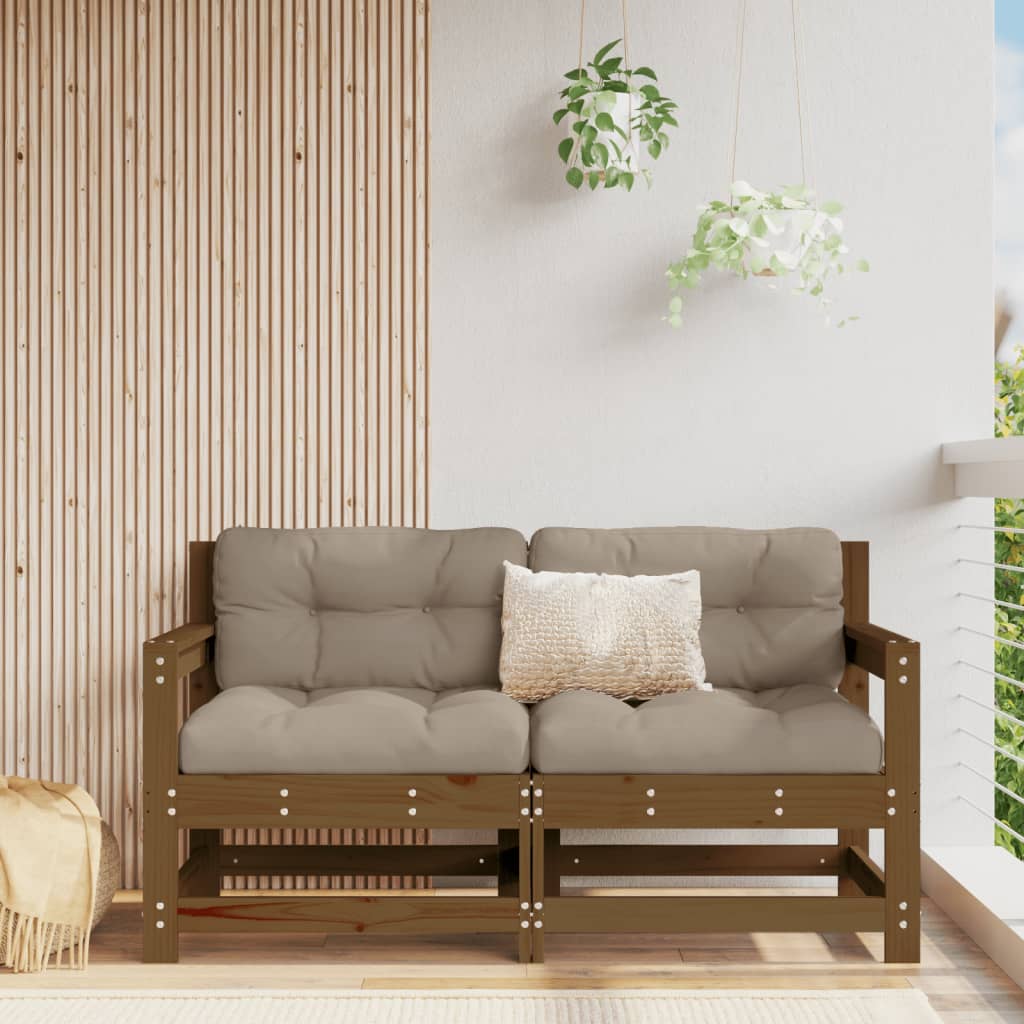 Divani angolari da giardino 2pz miele in legno massello di pinocod mxl 108583
