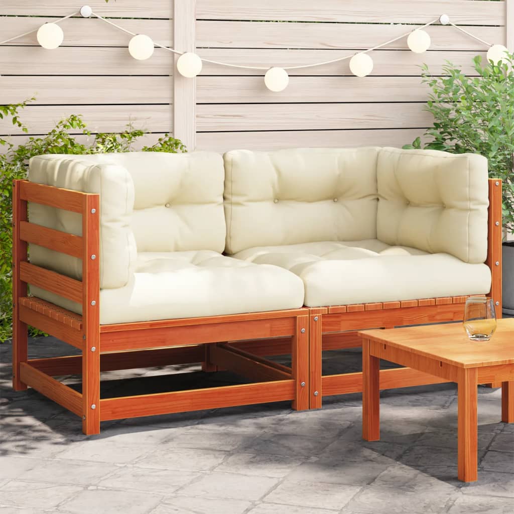 Divani angolari giardino cuscini 2pz marrone cera massello pinocod mxl 110633