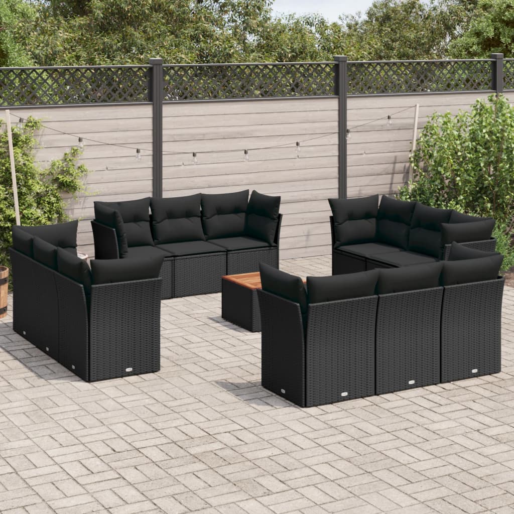 Set divani da giardino 13pz con cuscini nero in polyrattancod mxl 113116