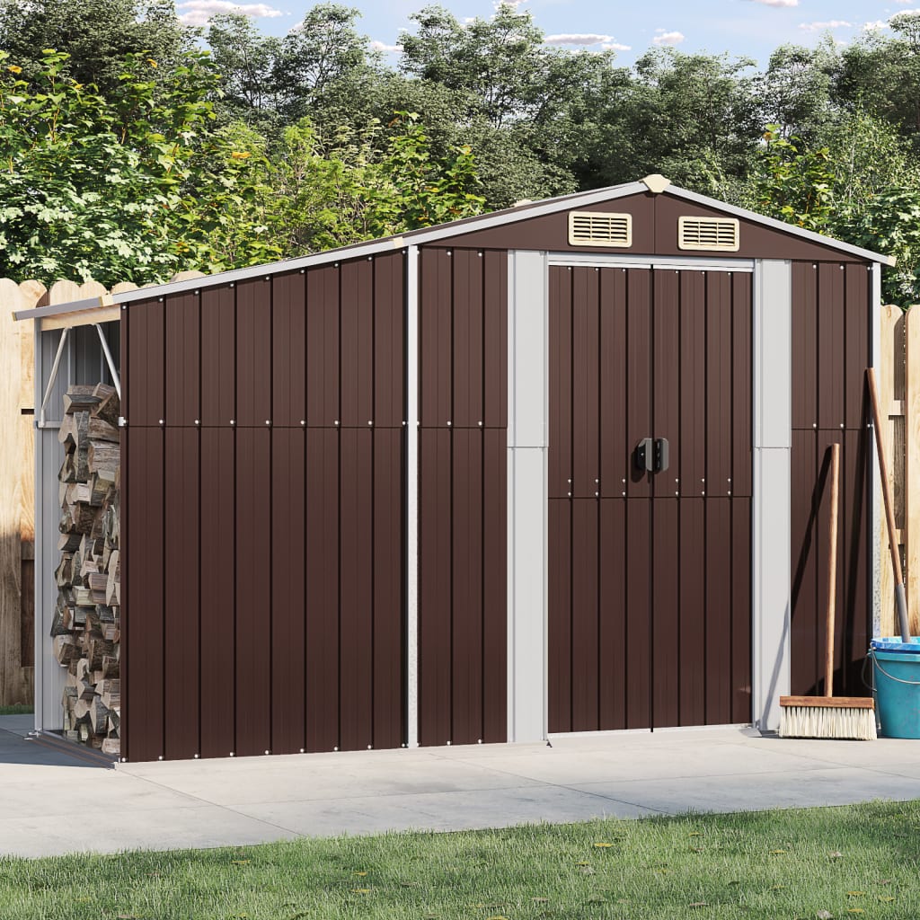 Capanno da giardino marrone 277x93x179 cm in acciaio zincatocod mxl 96770