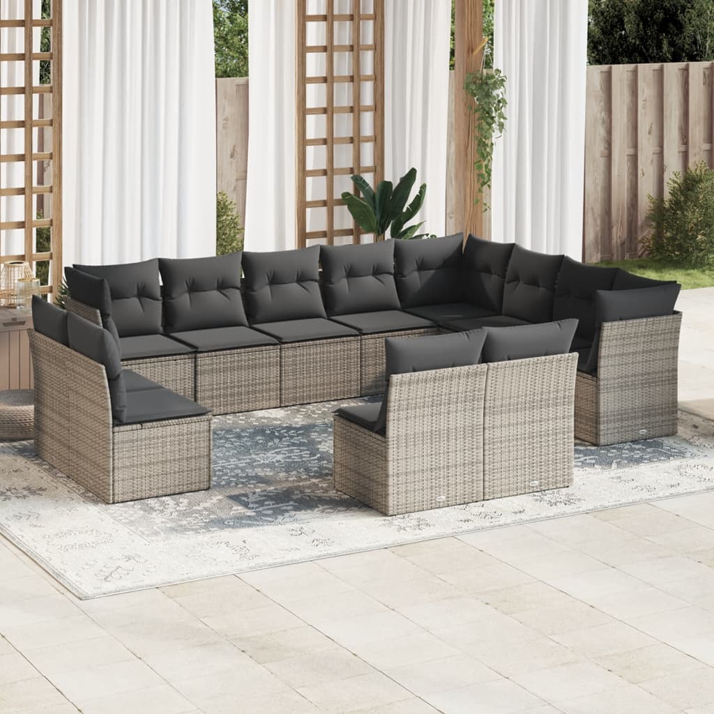 Set divani da giardino 12 pz con cuscini grigio in polyrattancod mxl 112035