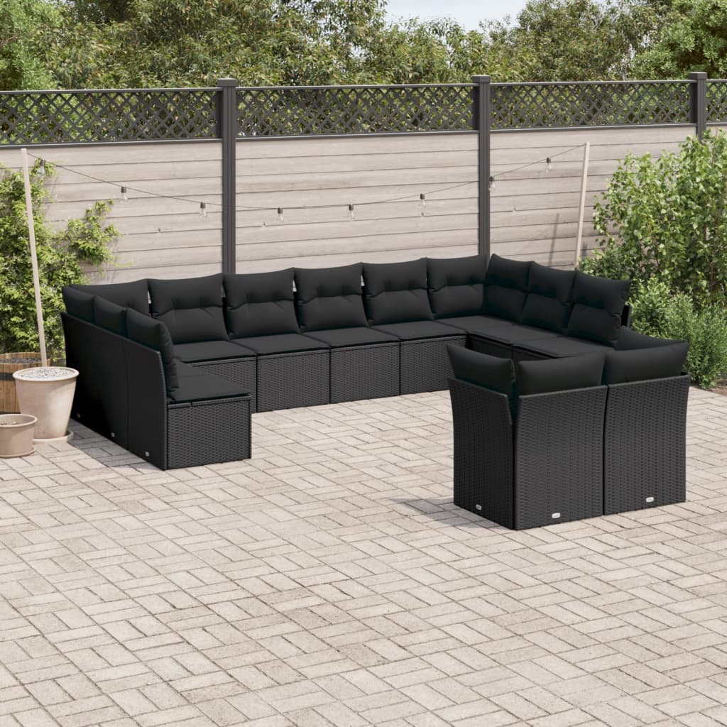 Set divani da giardino 12 pz con cuscini nero in polyrattancod mxl 111376