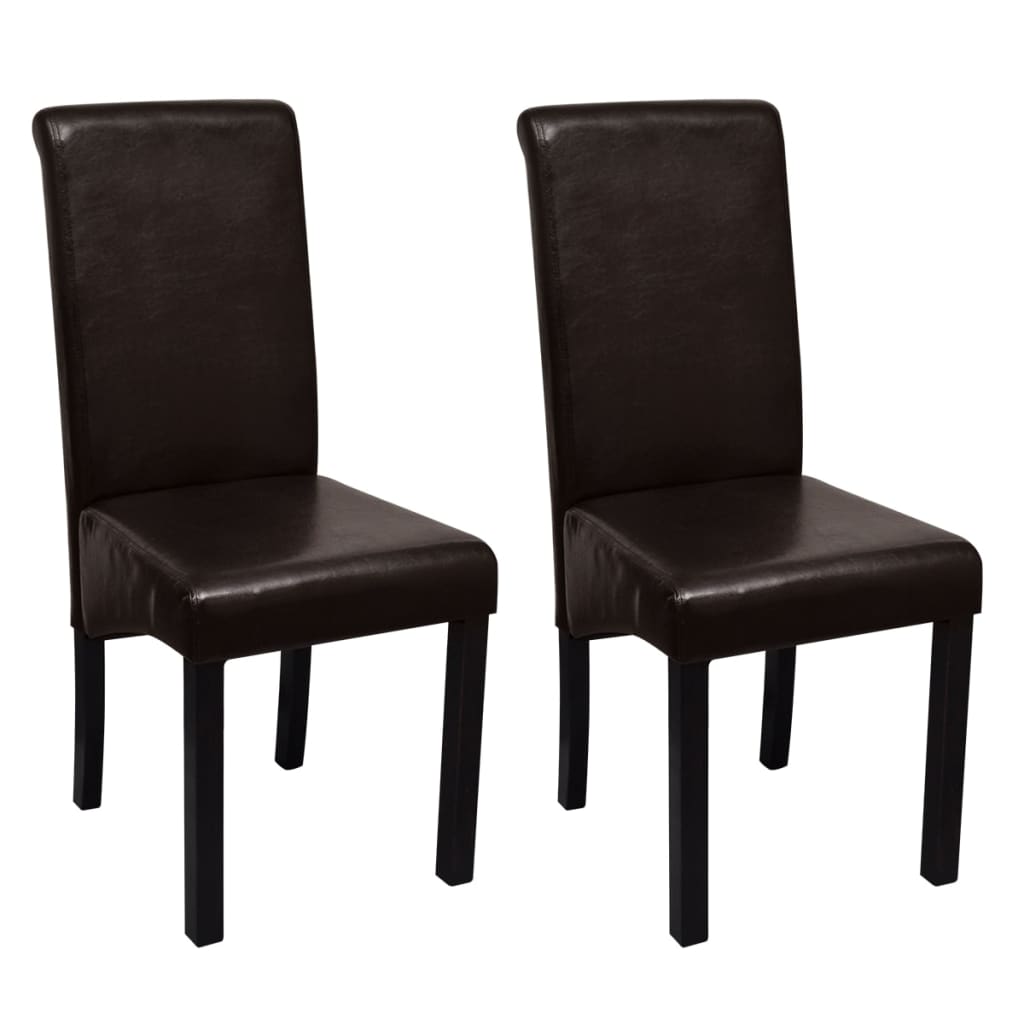 Sedie da pranzo 2 pz marroni in similpelle