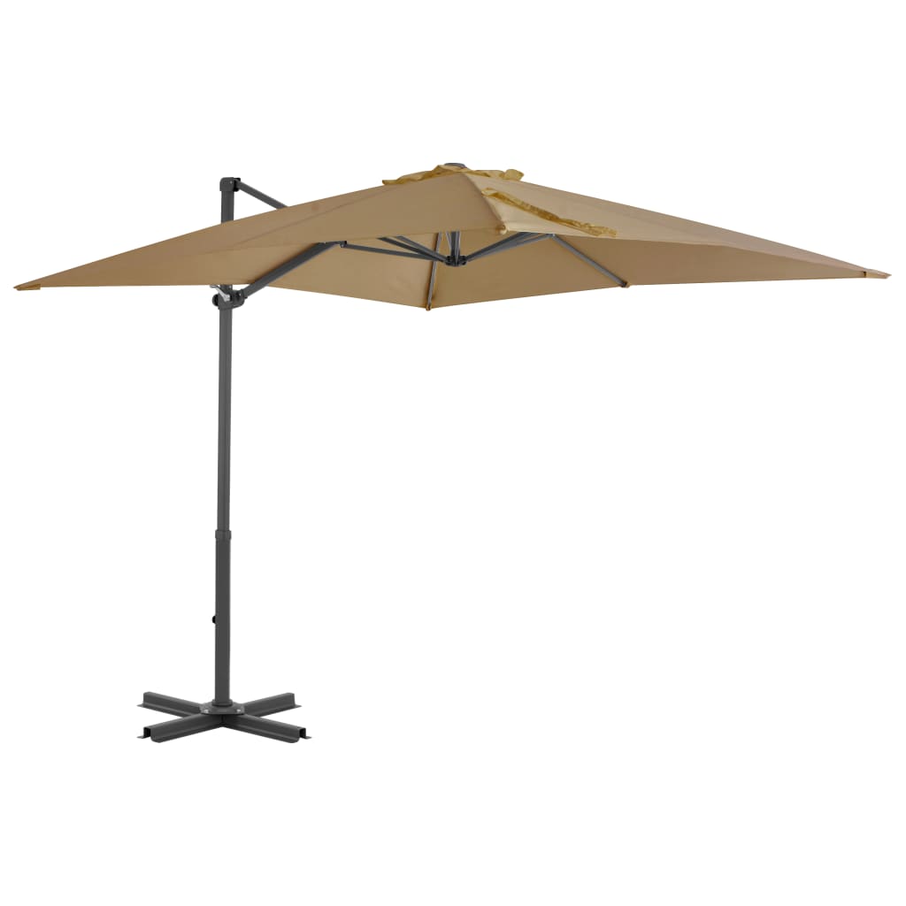 Ombrellone a sbalzo con palo alluminio grigio talpa 250x250cm