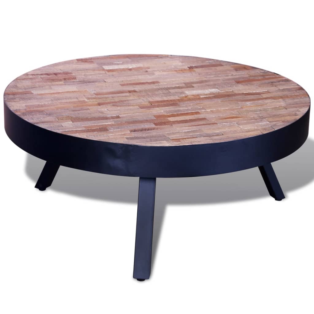 Tavolino da caff rotondo in legno di teak di recupero cod mxl 8244