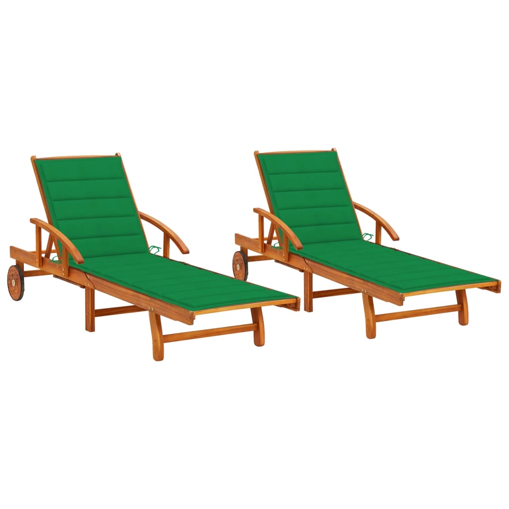 Sdraio 2 pz con cuscini in legno massello di acacia cod mxl 11878