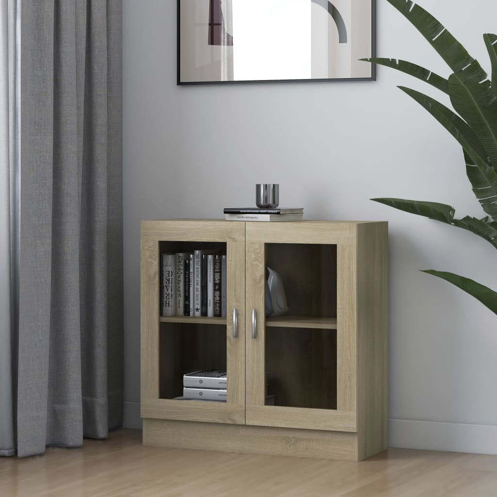 Armadietto con vetrina rovere sonoma 82,5x30,5x80 cm truciolato cod mxl 25388