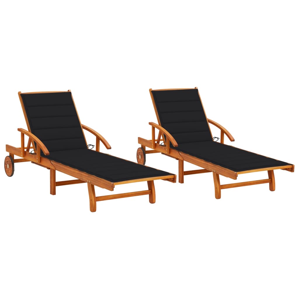 Sdraio 2 pz con cuscini in legno massello di acacia cod mxl 45532