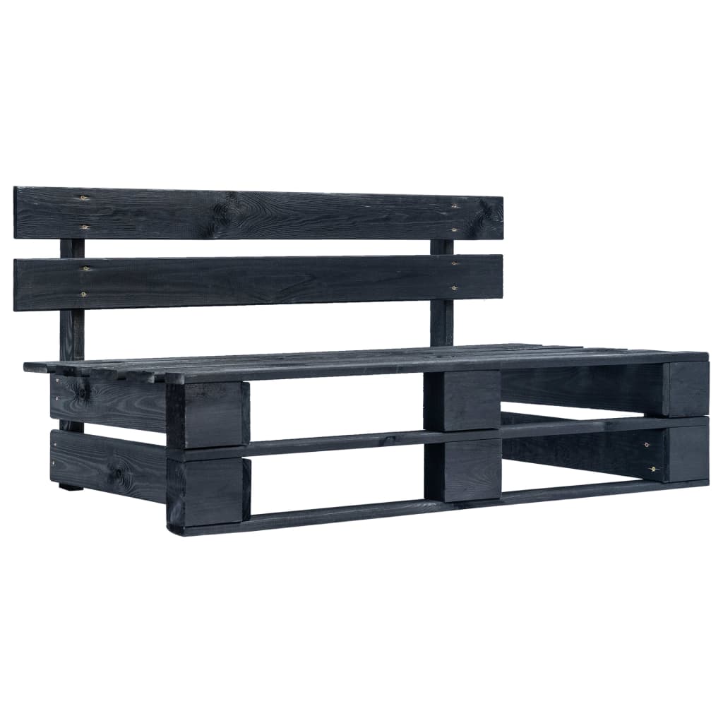 Panca da giardino con pallet in legno nera