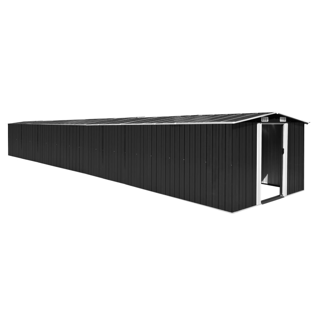 Capanno da giardino antracite 257x990x181 cm in acciaio zincato cod mxl 43274