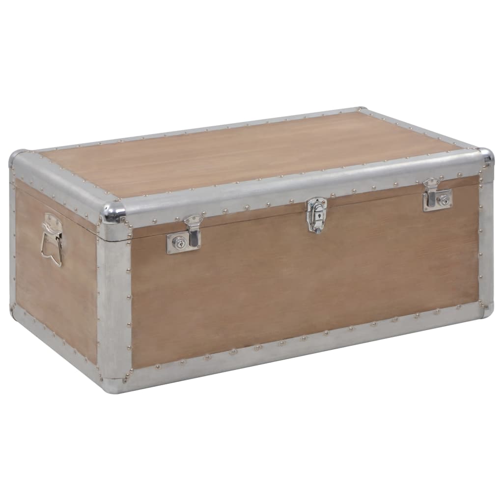 Baule portaoggetti in massello di abete 91x52x40cm marrone cod mxl 43914