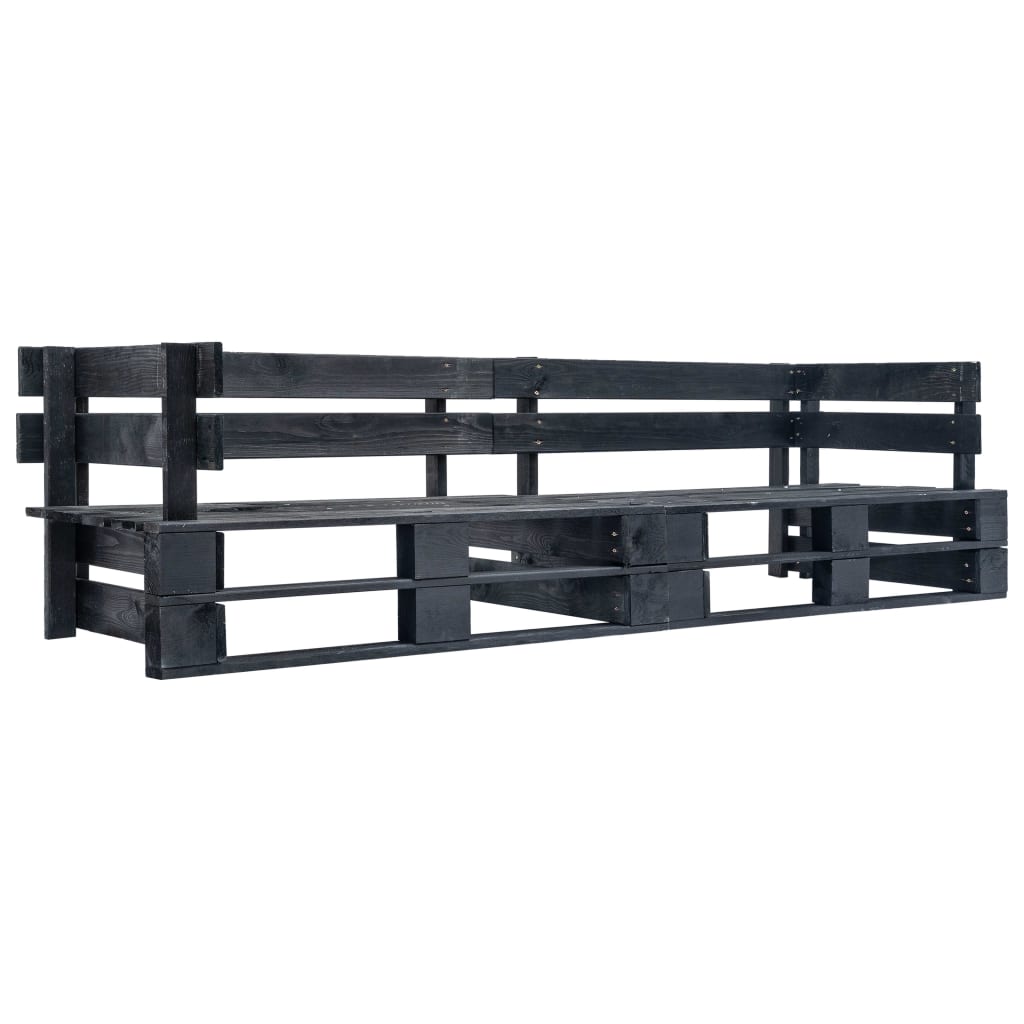 Divano da giardino su pallet 2 posti nero in legno cod mxl 49897