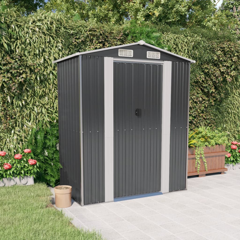 Capanno da giardino antracite 192x108x223 cm in acciaio zincato cod mxl 52066