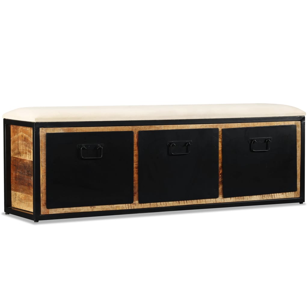 Panca contenitiva con 3 cassetti legno di mango 120x30x40 cm cod mxl 54036