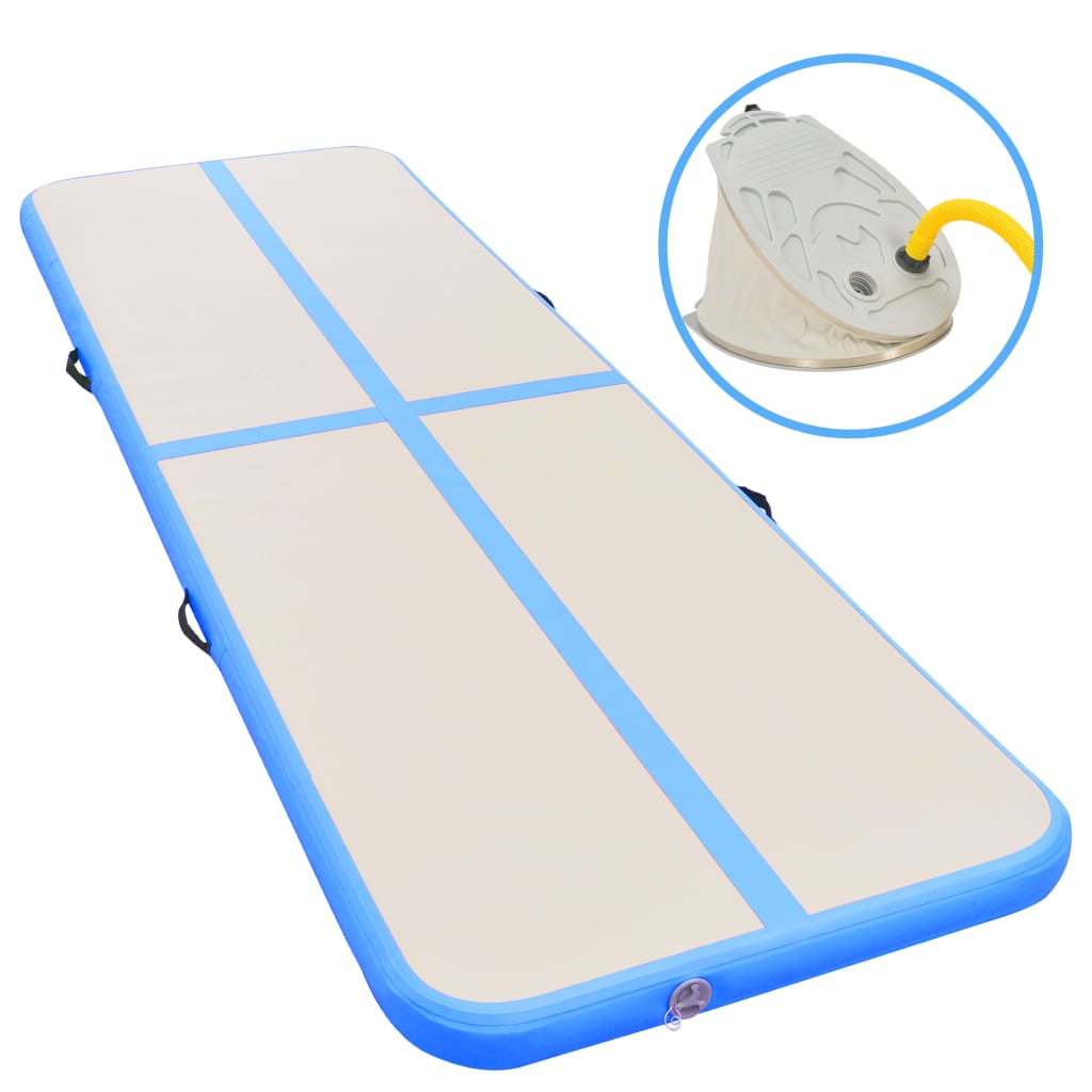 Tappetino ginnastica gonfiabile con pompa 700x100x10 cm pvc blu cod mxl 67325