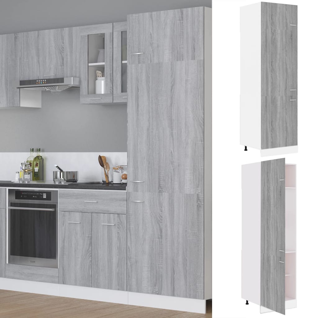 Armadio per frigo grigio sonoma 60x57x207 cm legno multistrato cod mxl 78315