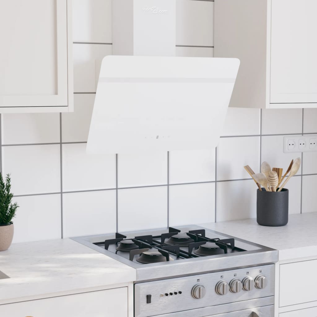 Cappa a parete 60 cm in acciaio e vetro temperato bianco cod mxl 67454