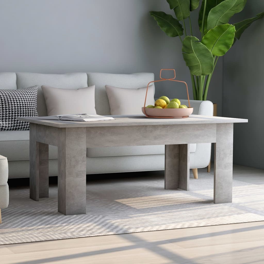 Tavolino da caff grigio cemento 100x60x42 cm in truciolato cod mxl 13526