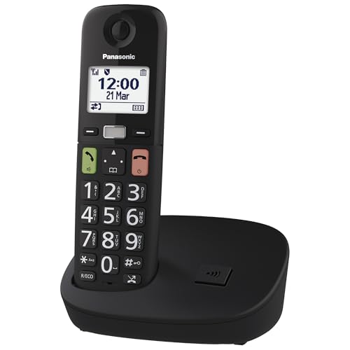 Panasonic Kx-Tgu110Exb - Telefono Digitale Senza Fili Con Segreteria Telefonica, Unità Base E 1 Combinato, Schermo Lcd, Tasti Grandi, Chiamata Preferi