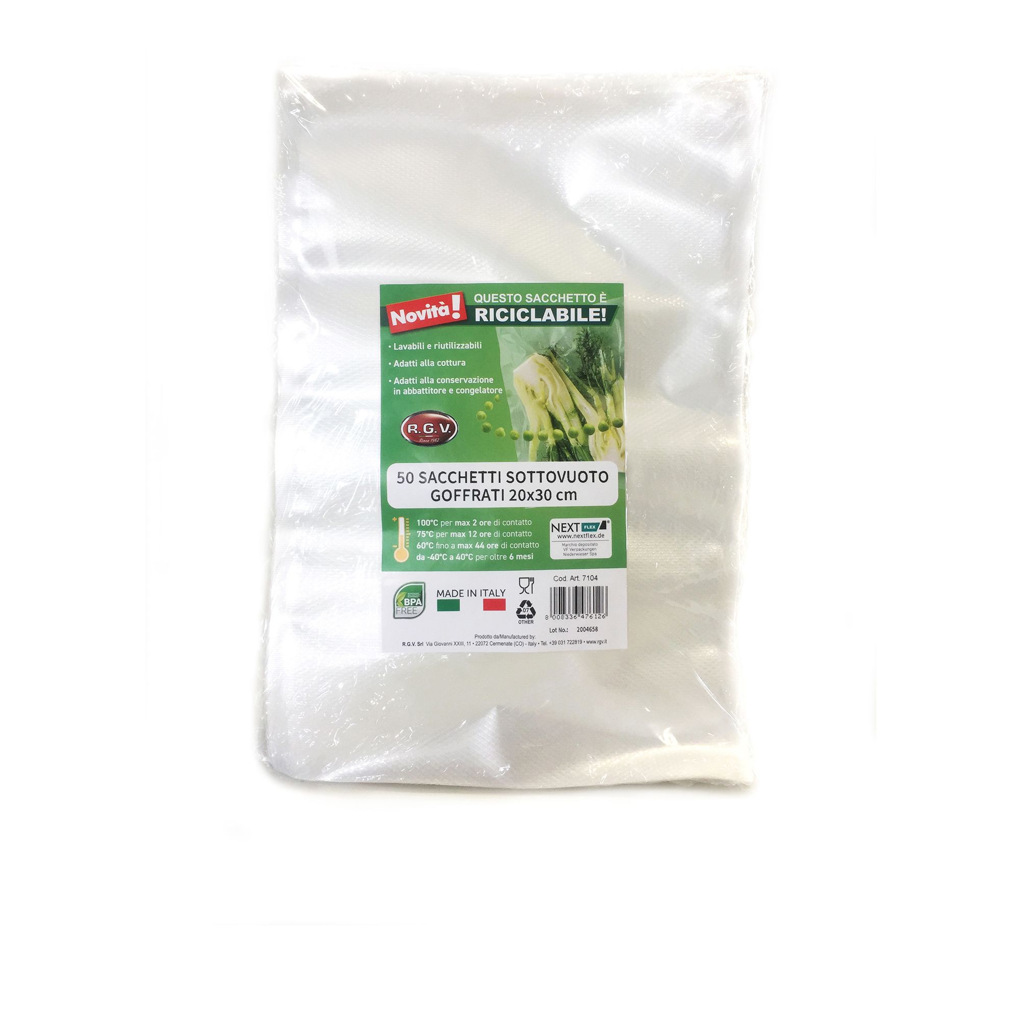 RGV Sacchetti goffrati 20x30cm per macchina sottovuoto (50 pz)
