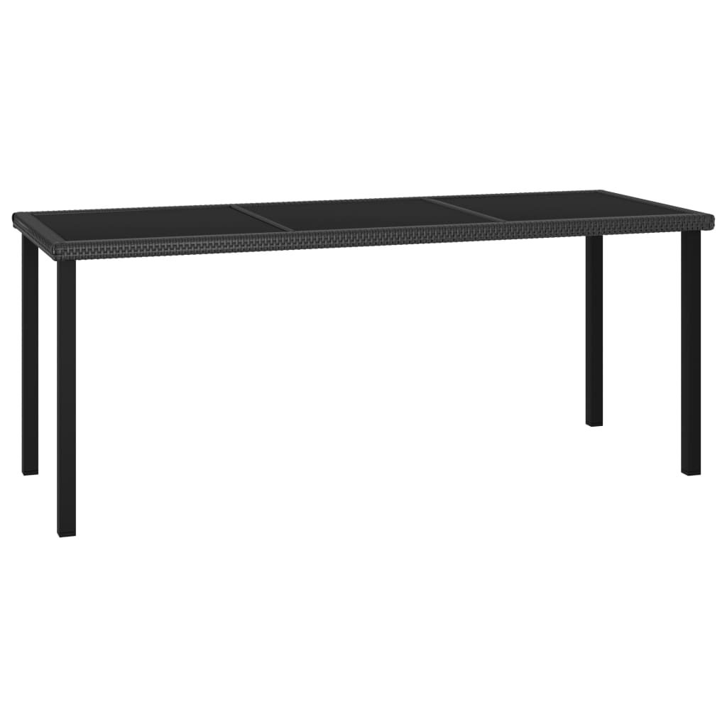 Tavolo da pranzo da giardino nero 180x70x73 cm in polyrattan cod mxl 34346