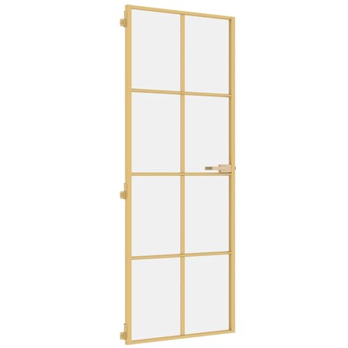 Vidaxl Porta Interni Sottile Oro 76X201,5Cm Vetro Temperato Alluminio