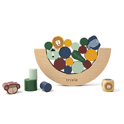 Trixie - Set Di Equilibrio In Legno Certificato Fsc Con Blocchi E Animali Da Impilare- Bambini Dai 3 Anni