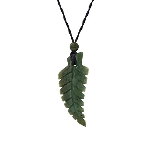 81Stgeneration Collana Pendente Per Uomo Donna Giada Nefrite Verde Foglia Di Felce Maori Tribal