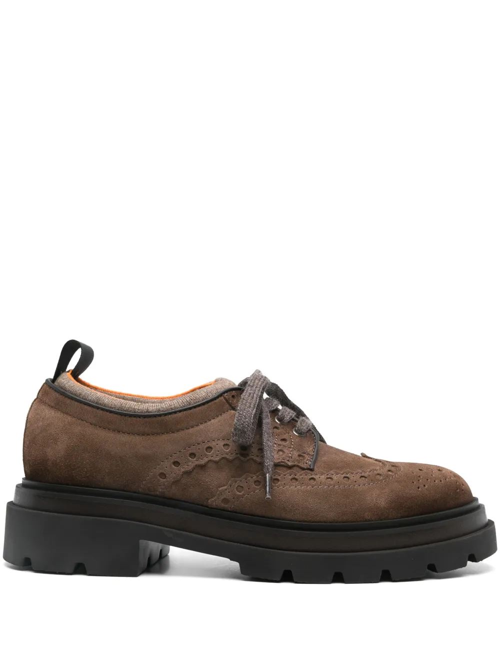 Santoni leather brogues - Marrone