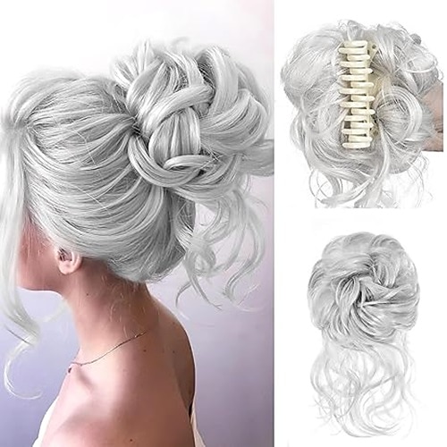 Chignon spettinato, fermaglio per capelli, chignon sintetico, chignon spettinato con viticci, extension per capelli, chignon riccio ondulato, chignon 