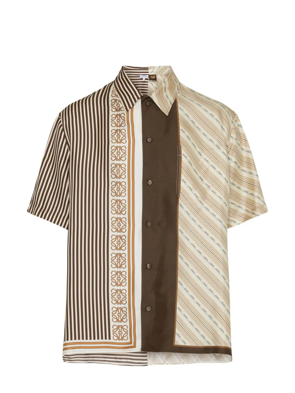LOEWE Short sleeve shirt in silk - Marrone