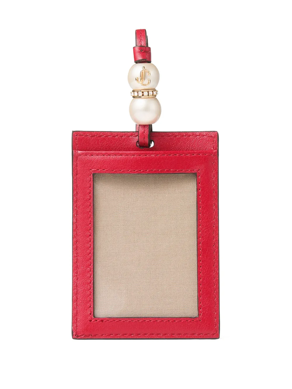 Jimmy Choo pearl-detail leather cardholder - Rosso