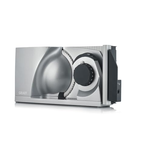 Graef Mytiny - Affettatrice Elettrica Universale Per La Cucina Mt1000 | Affettatrice Per Salsicce, Verdure, Pane | Affettatrice Pieghevole | Argento