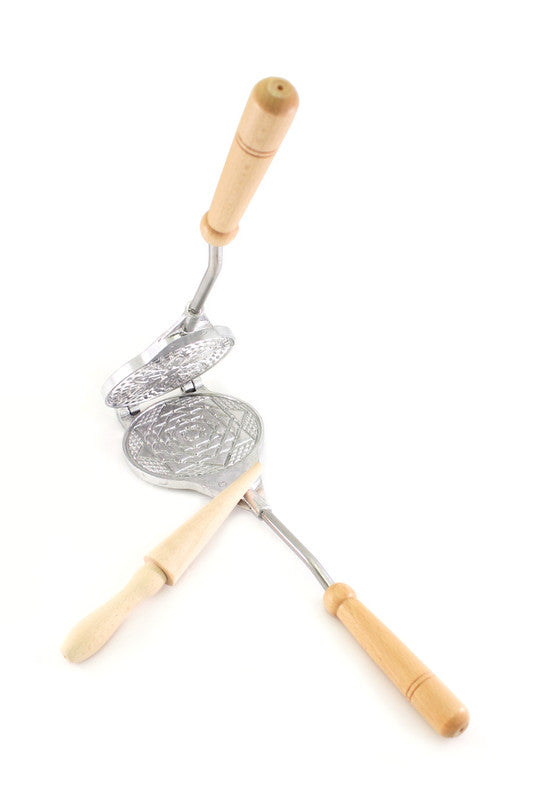 Stampo pizzelle e cialde alluminio pesante e legno 12,5 l. 42 cm
