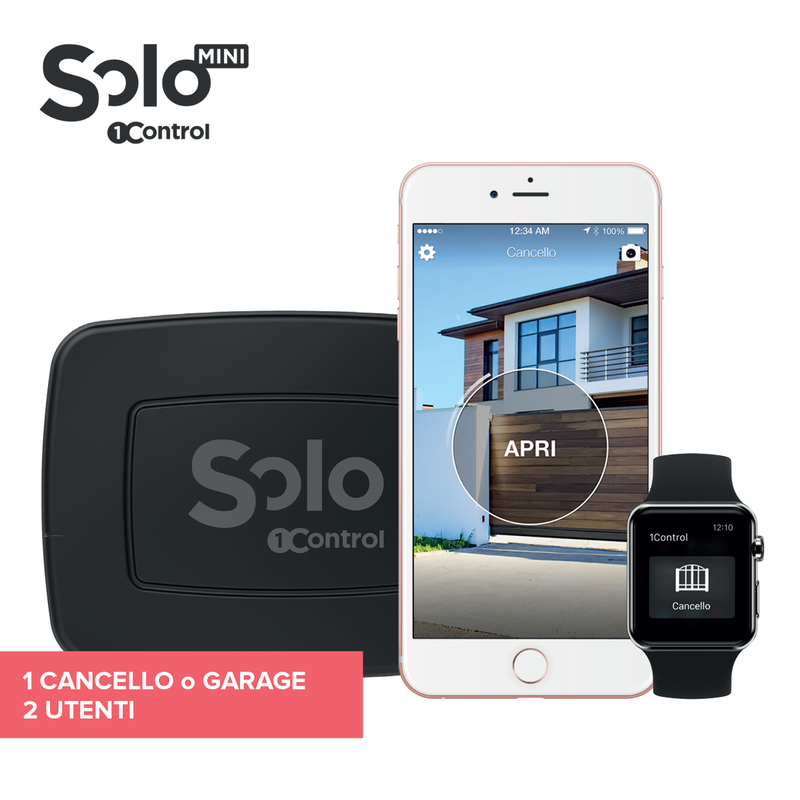 1control solo mini, apricancello bluetooth senza fili per telefono/smartphone per aprire cancelli e porte garage controllati da telecomando, x 1 cance