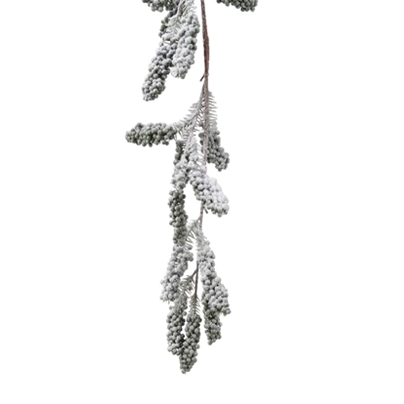 Ghirlanda bacche verdi con neve h120 cm