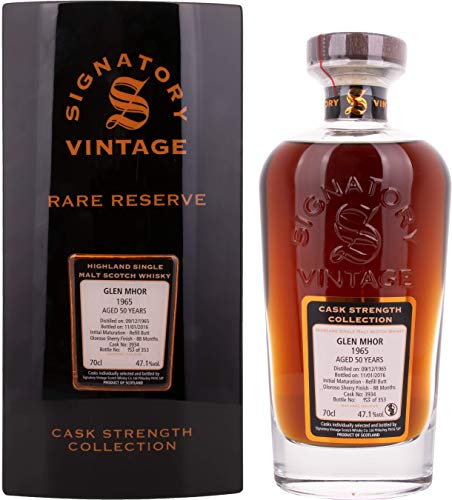Signatory Vintage Glen Mhor Rare Reserve 50 Years Old Cask Strength Collection 1965 47,1% Vol. 0,7L In Holzkiste