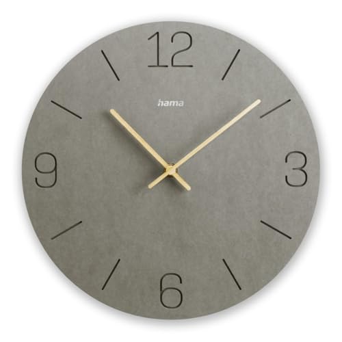 Hama Orologio Da Parete Creta Analogico Al Quarzo Mdf Con Numeri Incisi Ø 30 Cm, Grigio