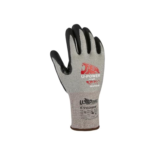 U-Power High Guanto Da Lavoro Antifortunistica Supporto In Grafene Kyorene Spalmatura Nitrile Touchscreen Antitaglio B Protezione Uv-A E Uv-B Rischi M