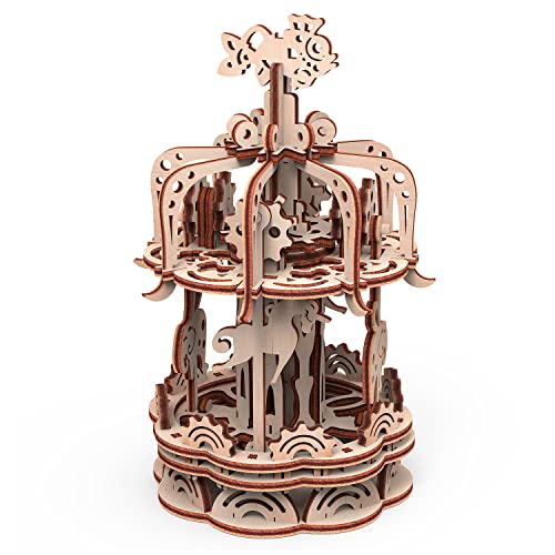 Gigamic- Carosello Piccolo Modellino 3D Mobile In Legno, Pwcas,