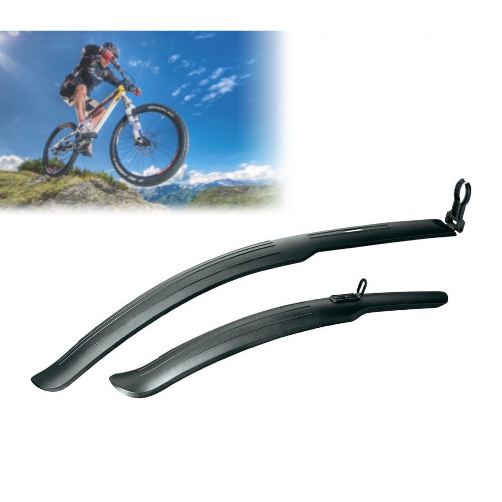Coppia di parafanghi paraspruzzi universale per biciclette incluso kit di fissaggio MUDGUARDS 68304