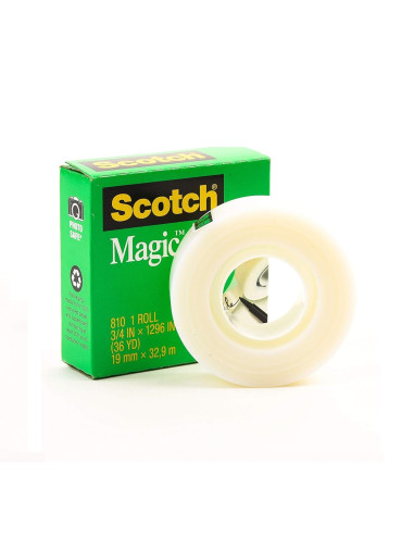 Scotch Magic Tape 3M 19mmx33mt Nastro Adesivo Trasparente Opaco e Scrivibile