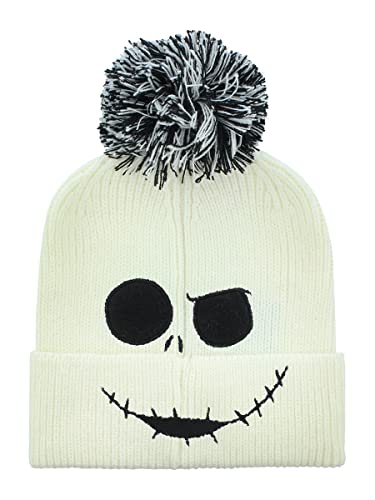 Heroes Inc Nightmare Before Christmas-Beanie Pom-Jack Face Jumbo Cappellino, Bianco, Taglia Unica Unisex-Adulto