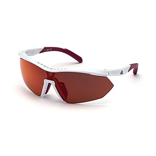 Adidas Sport Sp0016 Occhiali Da Sole Donna, Occhiali Da Sole Sportivi Sottili E Leggeri, Forma Lente Maschera, Lenti Roviex Specchiato, Bianco