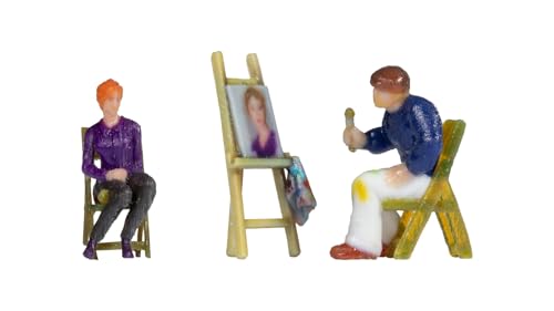 Noch® Pittore Con Modello E Cavalletto, Statuetta In Plastica Per Diorami H0 Seduto