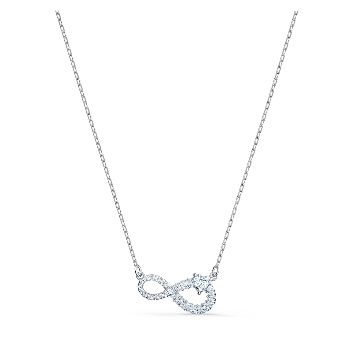 Collana Hyperbola, Infinito, Bianca, Placcato rodio