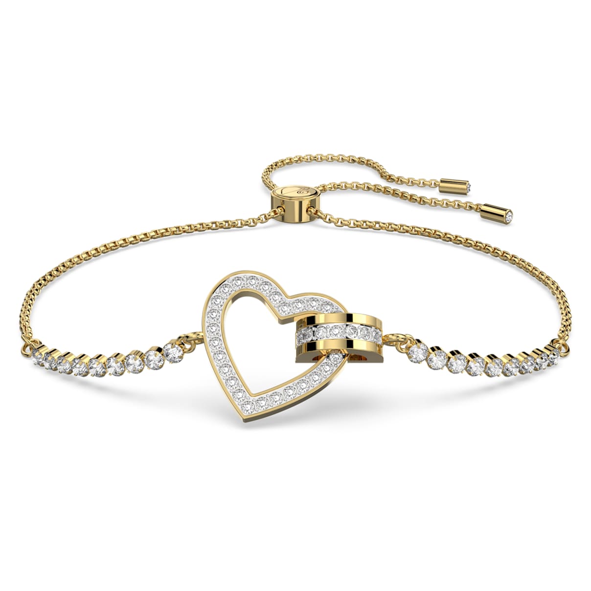 Braccialetto Lovely, Cuore, Bianco, Placcato color oro