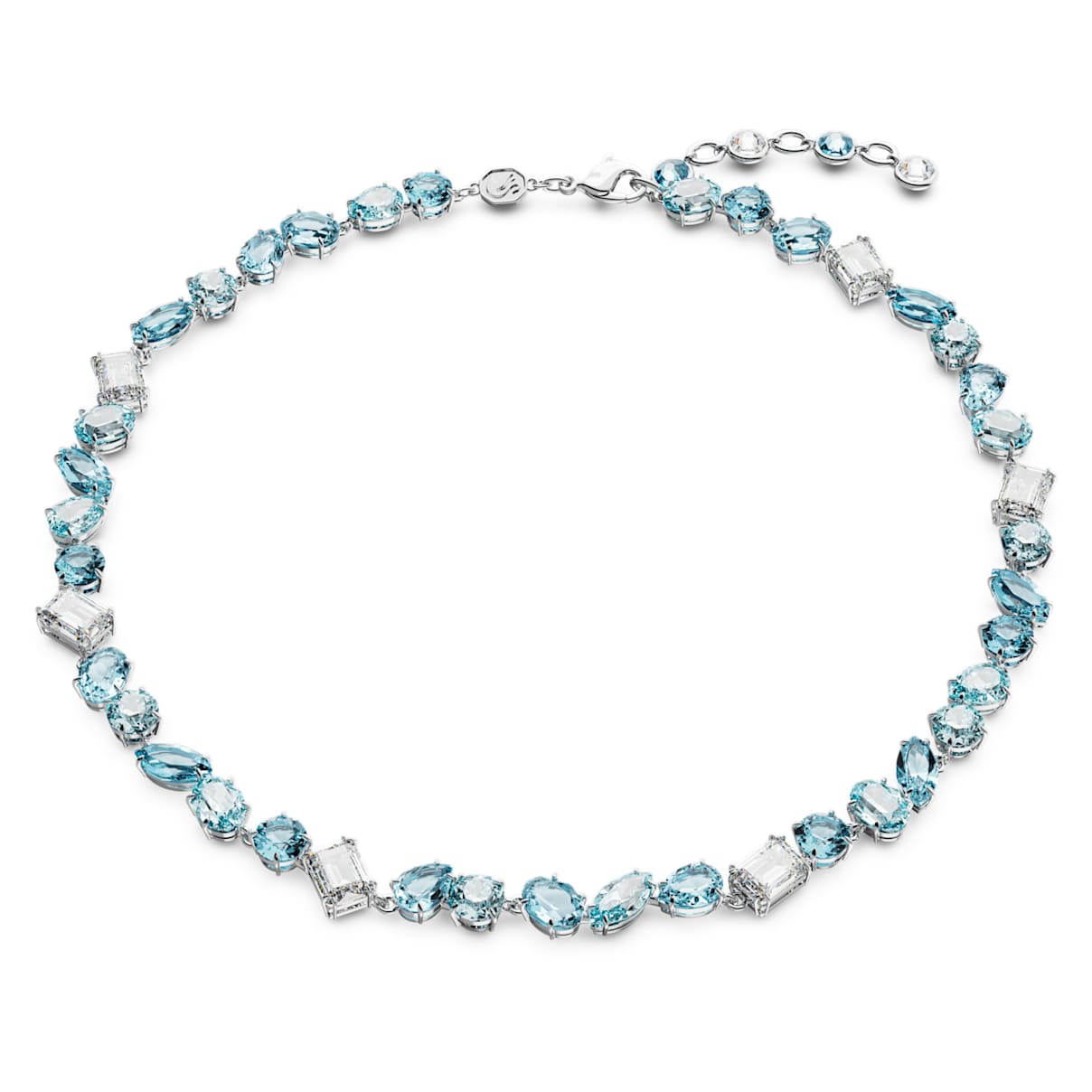Collana Gema, Taglio misto, Blu, Placcato rodio