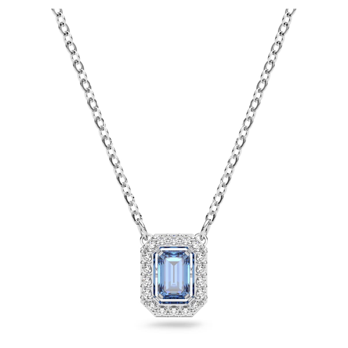 Collana Una, Taglio ottagonale, Blu, Placcato rodio