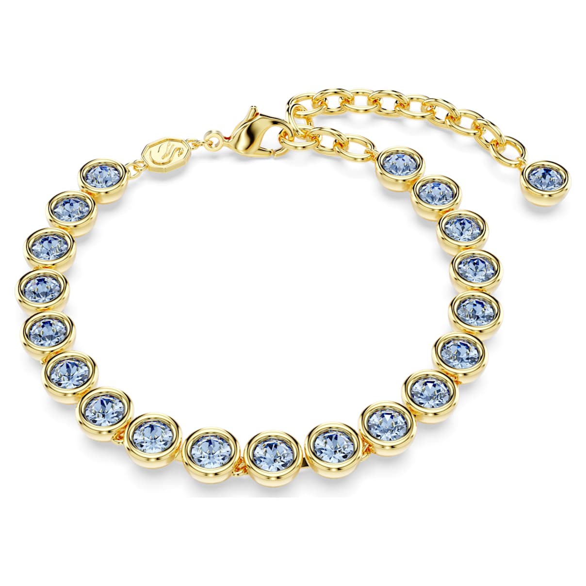 Braccialetto Imber Tennis, Taglio tondo, Blu, Placcato color oro